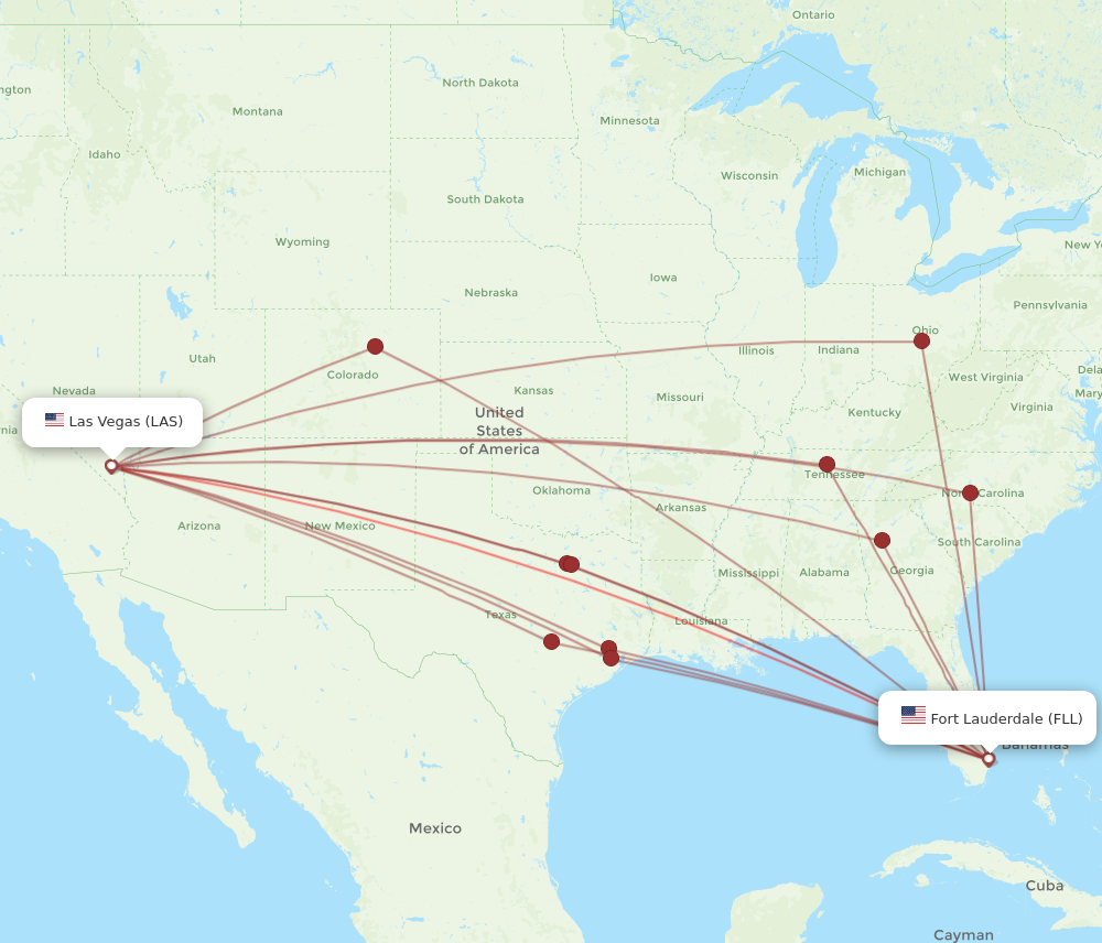 Flights from Fort Lauderdale to Las Vegas FLL to LAS Flight Routes