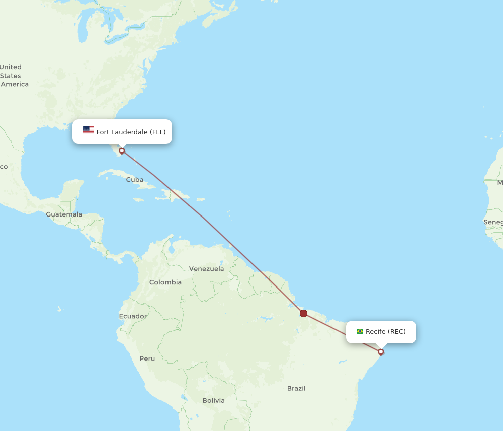 Flights from Fort Lauderdale to Recife FLL to REC Flight Routes