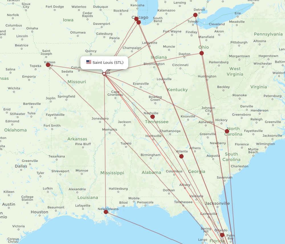 All Flight Routes From Fort Lauderdale To Saint Louis Fll To Stl Flight Routes 4408