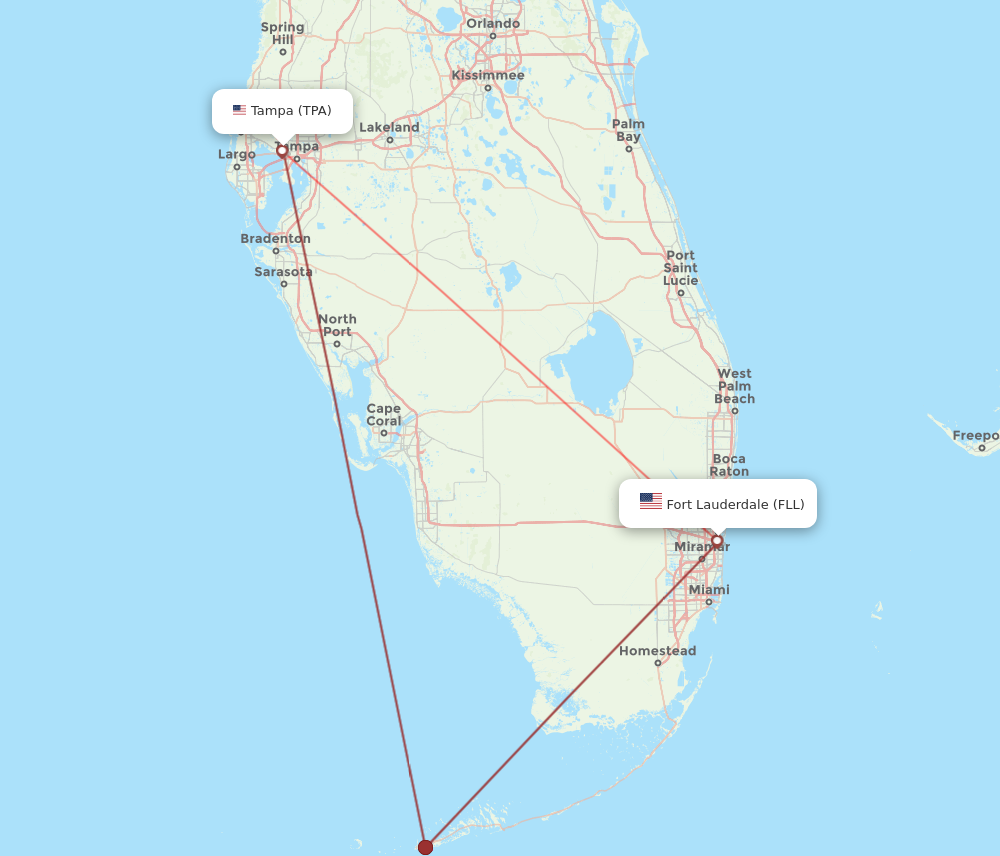 Flights from Fort Lauderdale to Tampa FLL to TPA Flight Routes