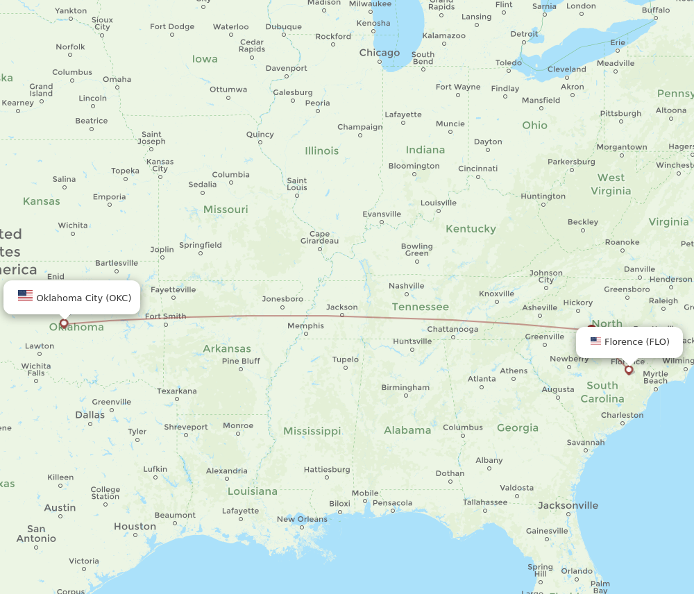 Flights from Florence to Oklahoma City FLO to OKC Flight Routes