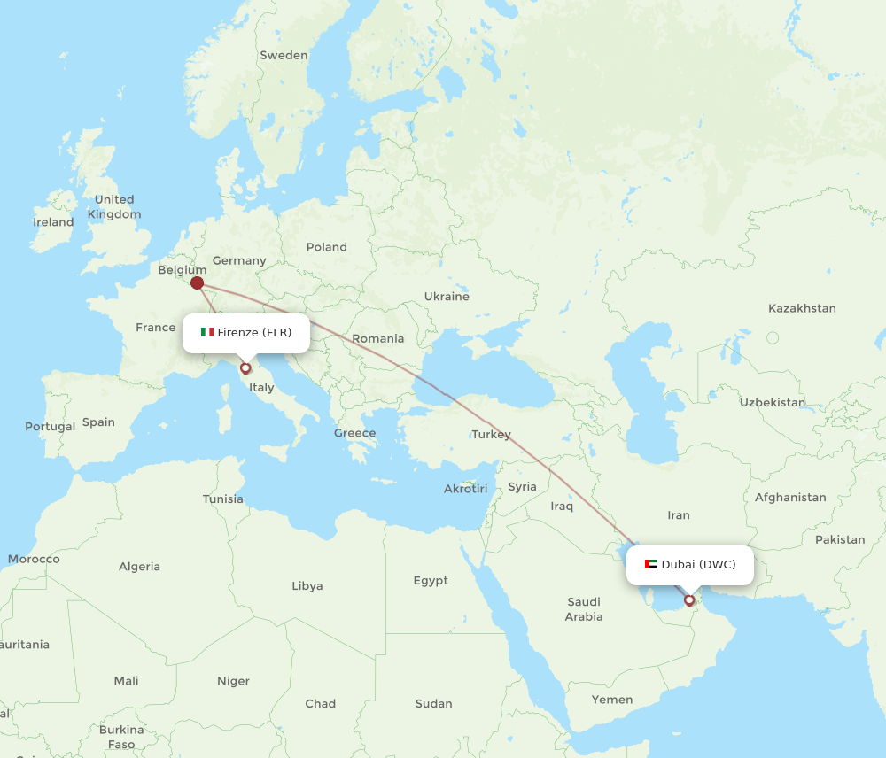 Flights from Florence to Dubai FLR to DWC Flight Routes