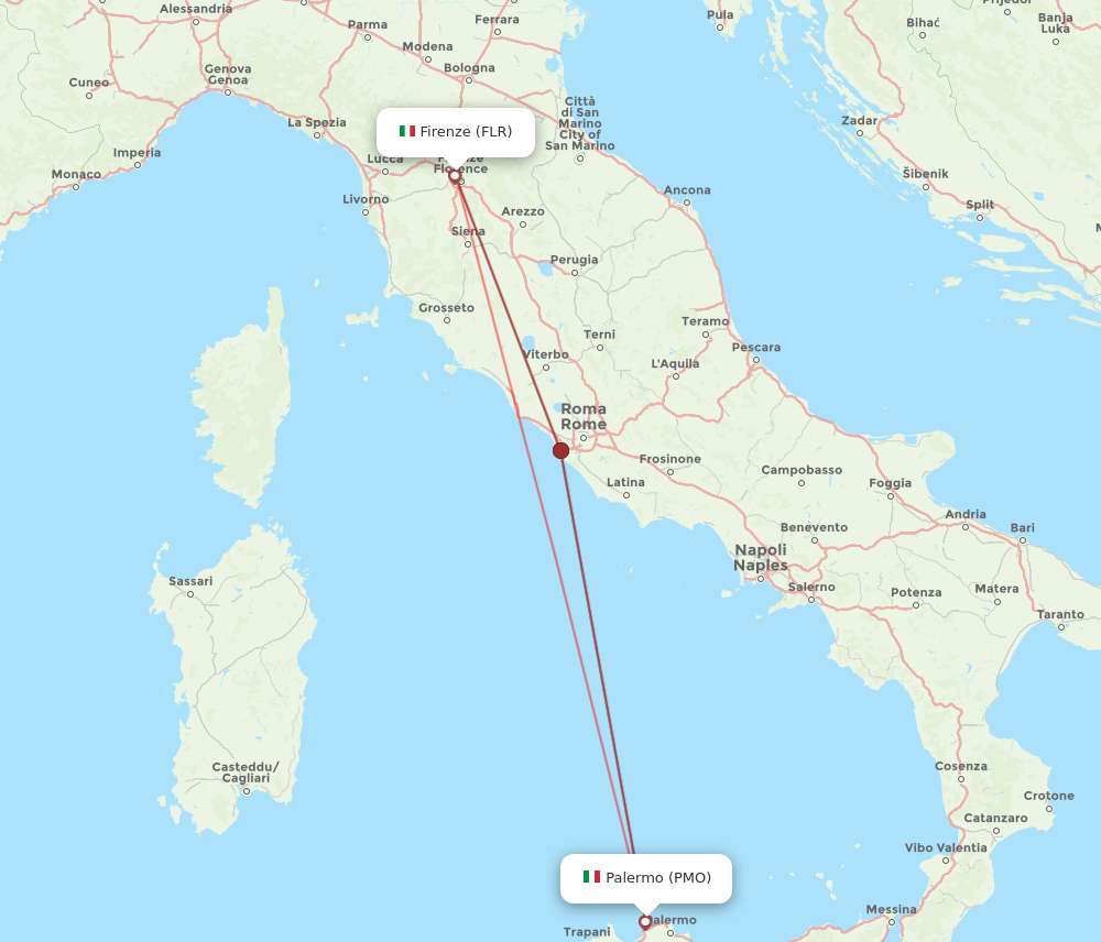 Flights from Florence to Palermo, FLR to PMO - Flight Routes