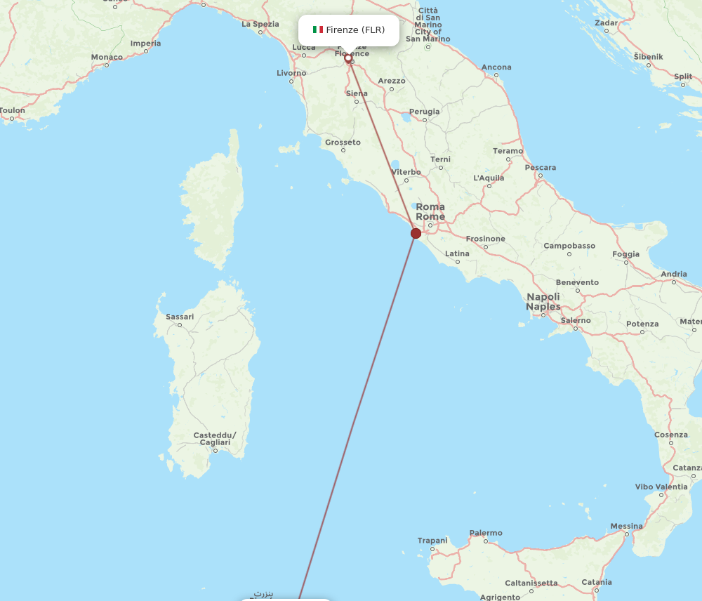 Flights from Florence to Tunis FLR to TUN Flight Routes