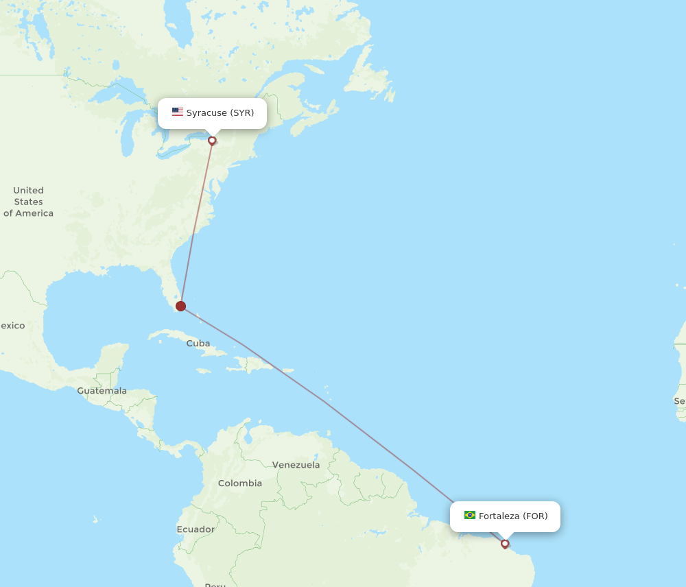 Flights from Syracuse to Fortaleza, SYR to FOR - Flight Routes