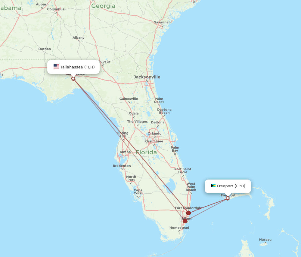 Flights from Freeport to Tallahassee FPO to TLH Flight Routes