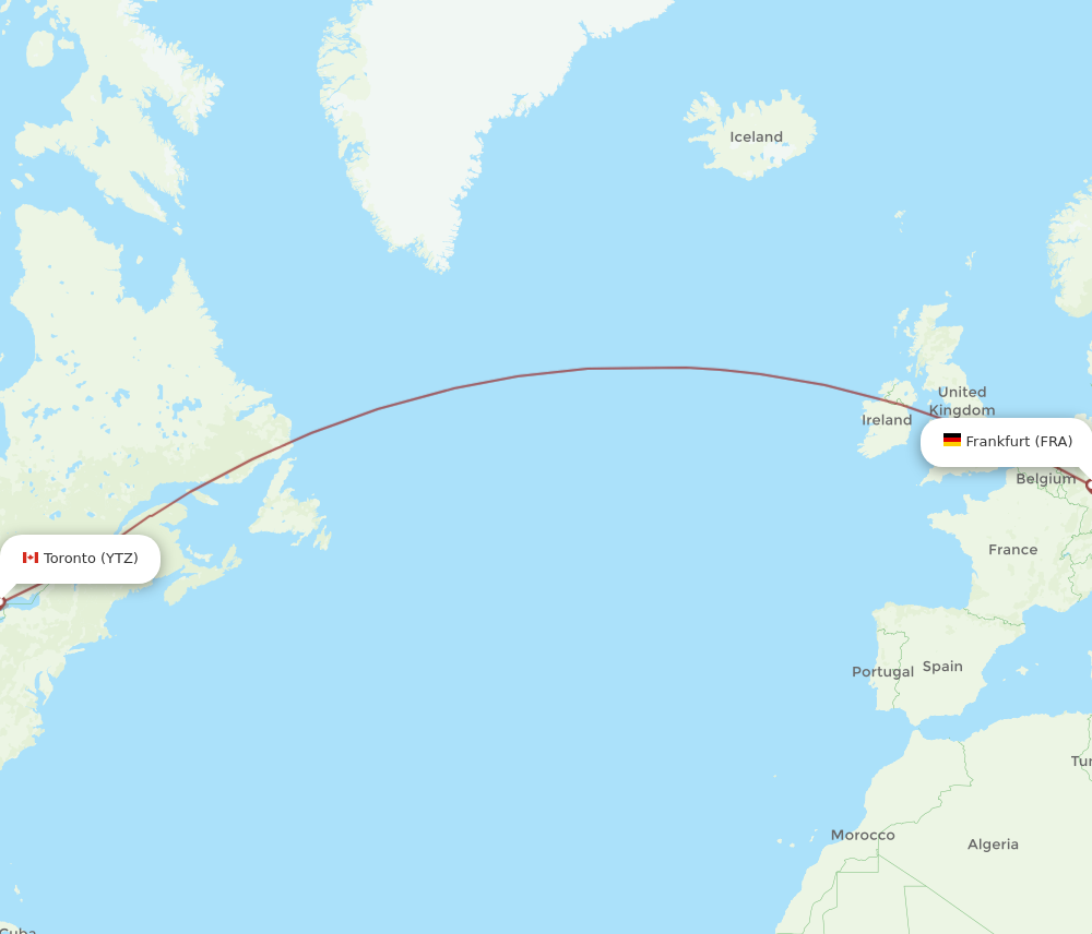 Flights from Frankfurt to Toronto FRA to YTZ Flight Routes