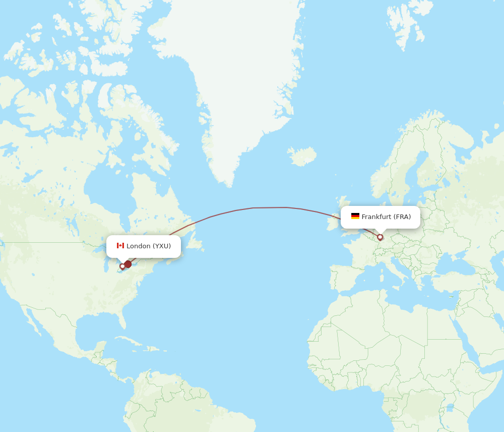 Flights from London to Frankfurt YXU to FRA Flight Routes