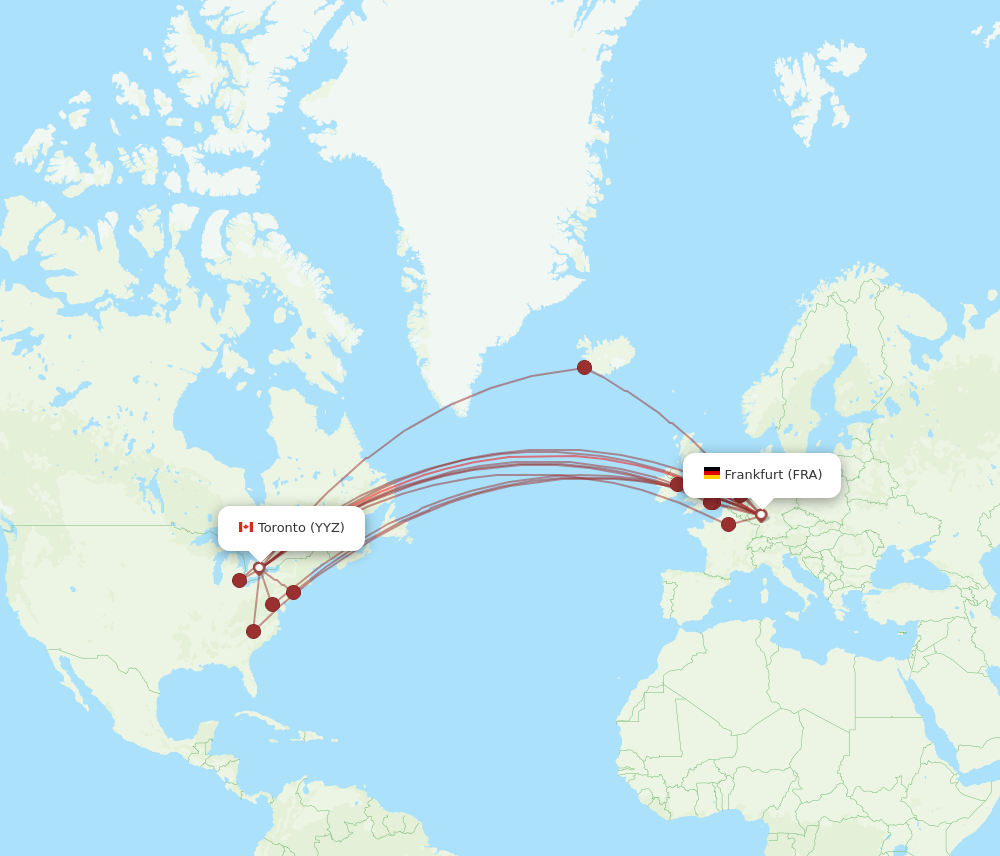 FRA to YYZ flights and routes map