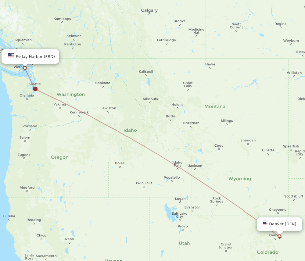 Flights from Friday Harbor to Denver FRD to DEN Flight Routes