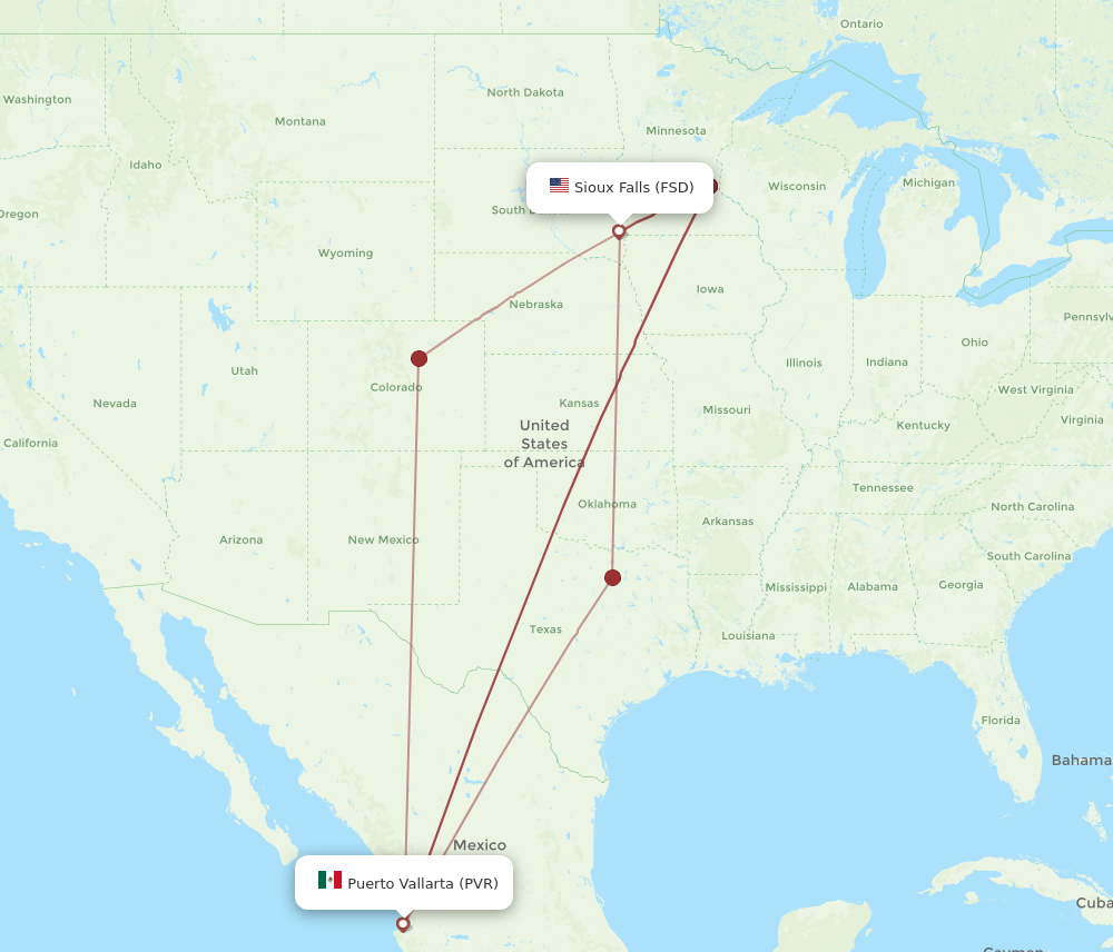 Flights from Sioux Falls to Puerto Vallarta FSD to PVR Flight