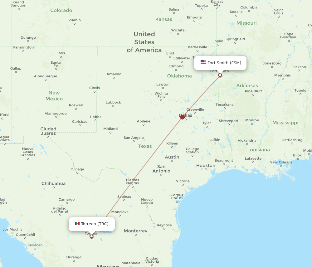 Flights from Fort Smith to Torreon, FSM to TRC Flight Routes