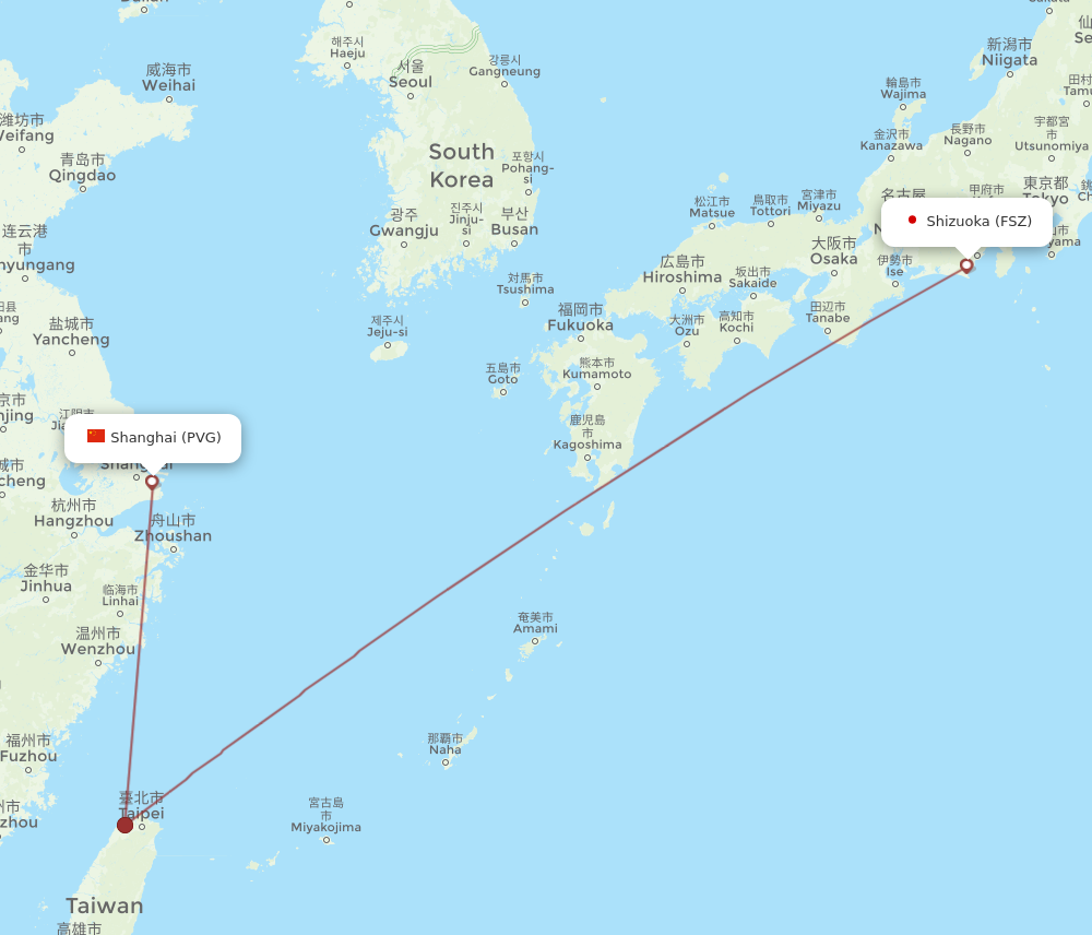 FSZ to PVG flights and routes map