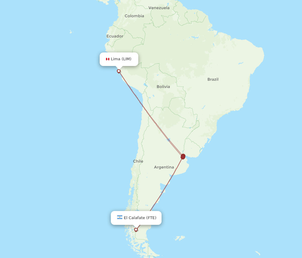 FTE to LIM flights and routes map