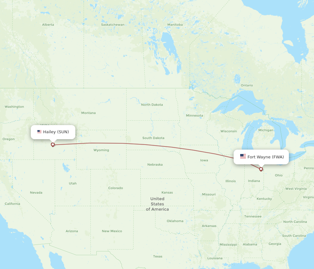 Flights from Fort Wayne to Sun Valley FWA to SUN Flight Routes