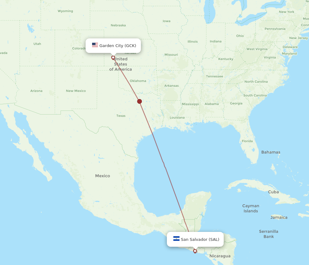 Flights from Garden City to San Salvador GCK to SAL Flight Routes