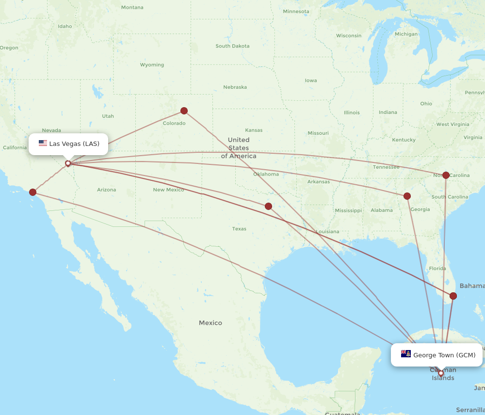 Flights from Grand Cayman Island to Las Vegas GCM to LAS Flight