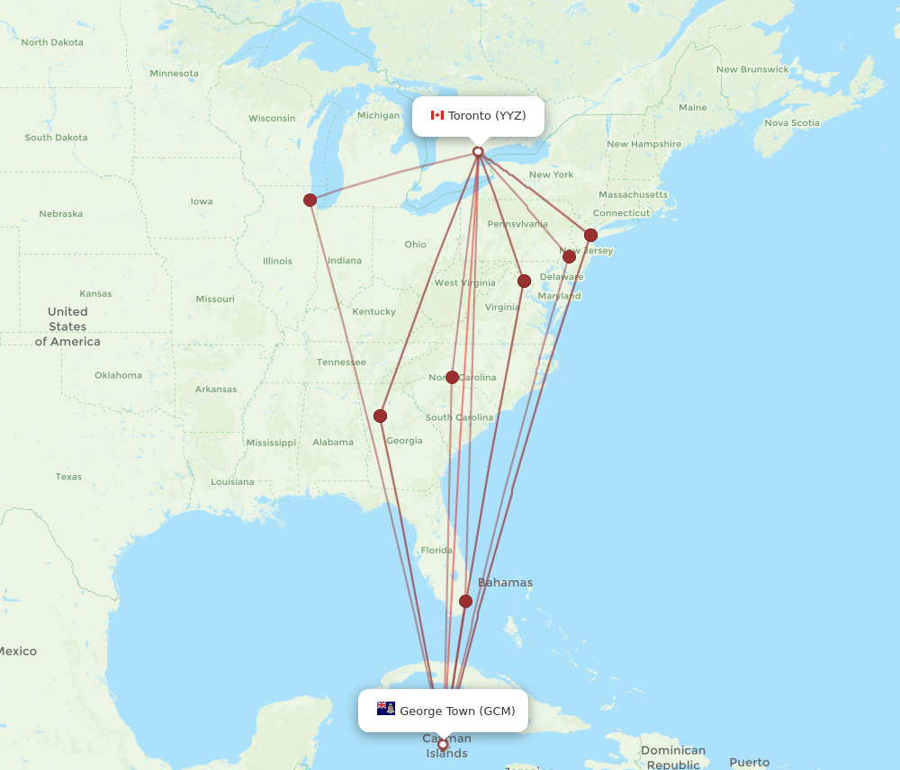 Flights from Grand Cayman Island to Toronto GCM to YYZ Flight