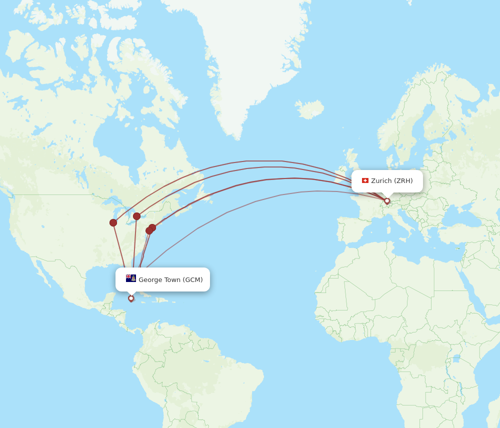 Flights from Zurich to Grand Cayman Island ZRH to GCM Flight Routes