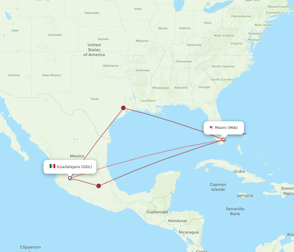 Flights from Guadalajara to Miami GDL to MIA Flight Routes