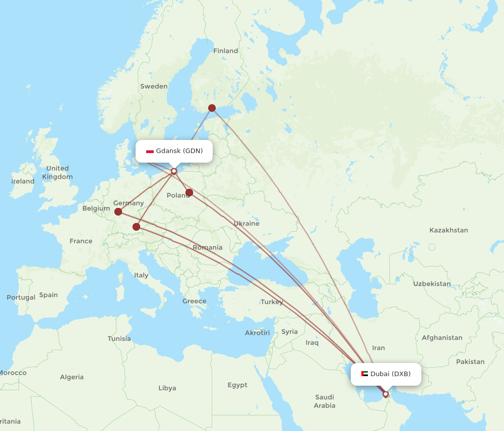 Flights From Gdansk To Dubai, GDN To DXB - Flight Routes