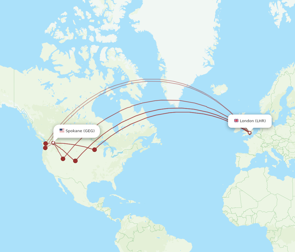 All Flight Routes From Spokane To London, GEG To LHR - Flight Routes