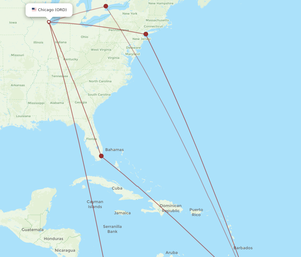 Flights from Georgetown to Chicago GEO to ORD Flight Routes