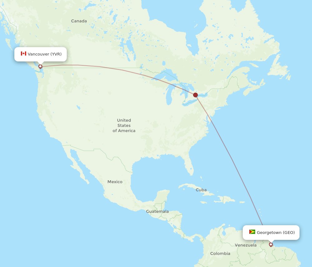 Flights from Georgetown to Vancouver GEO to YVR Flight Routes