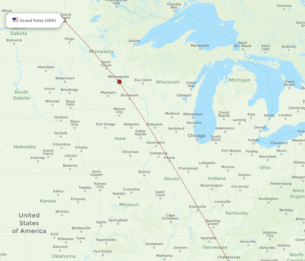 All flight routes from Grand Forks to Atlanta, GFK to ATL - Flight Routes