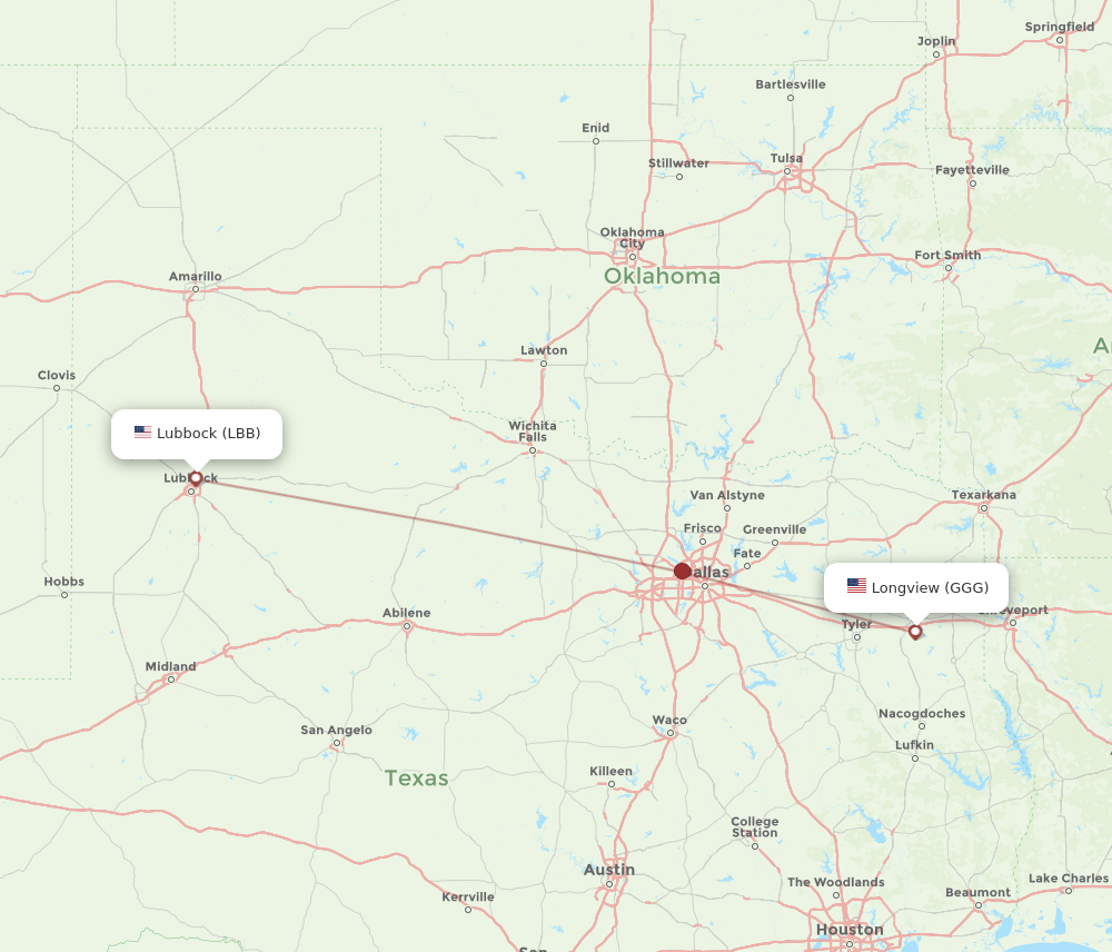 Flights from Longview to Lubbock GGG to LBB Flight Routes