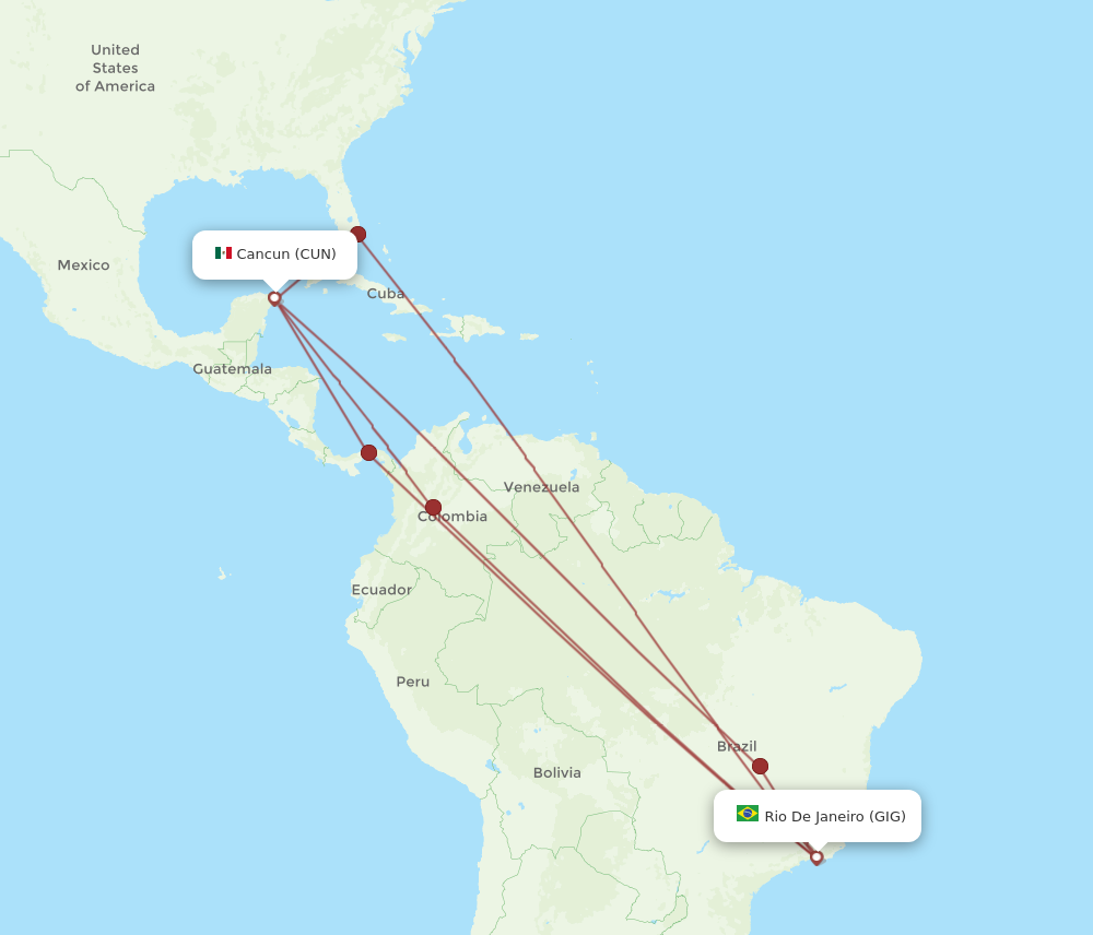 Flights from Rio De Janeiro to Cancun GIG to CUN Flight Routes