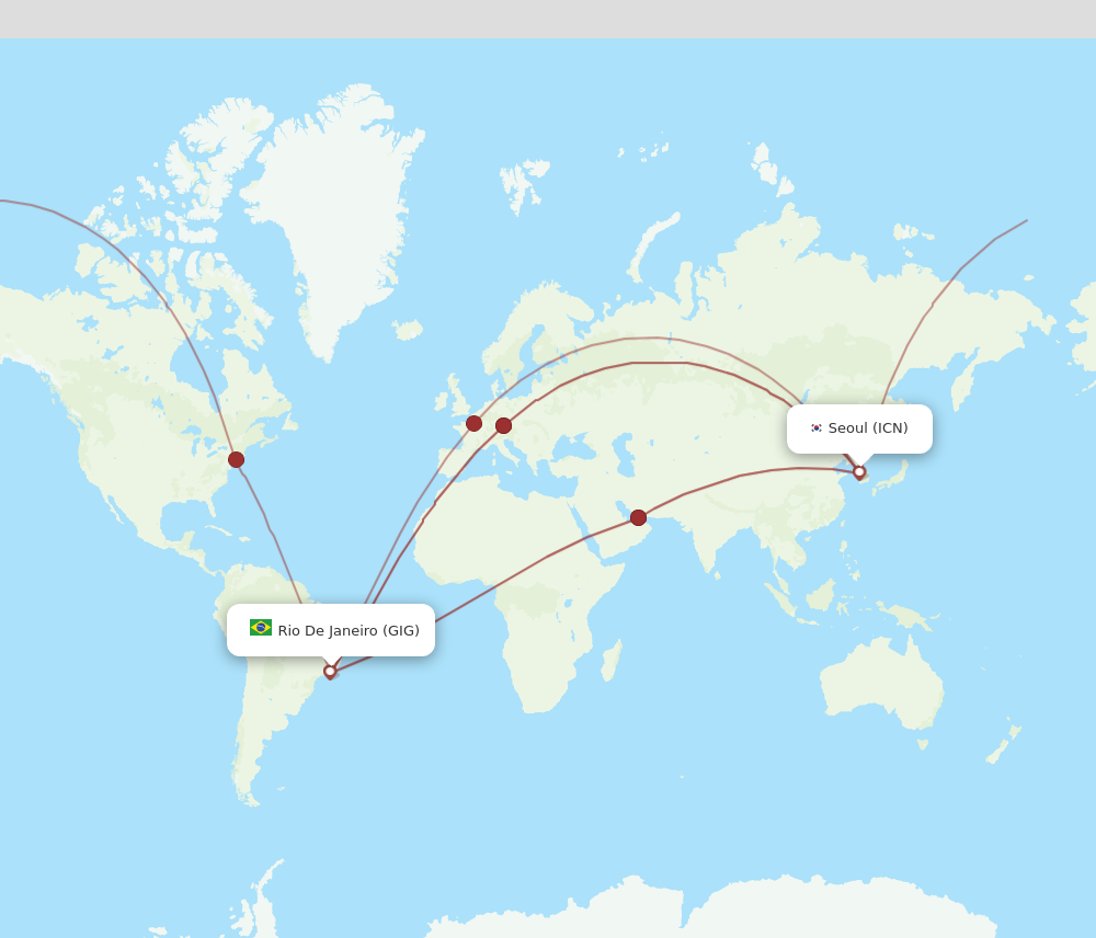 Flights from Rio De Janeiro to Seoul, GIG to ICN - Flight Routes