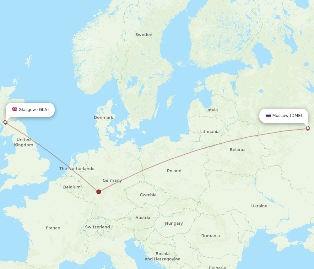 Flights from Glasgow to Moscow GLA to DME Flight Routes