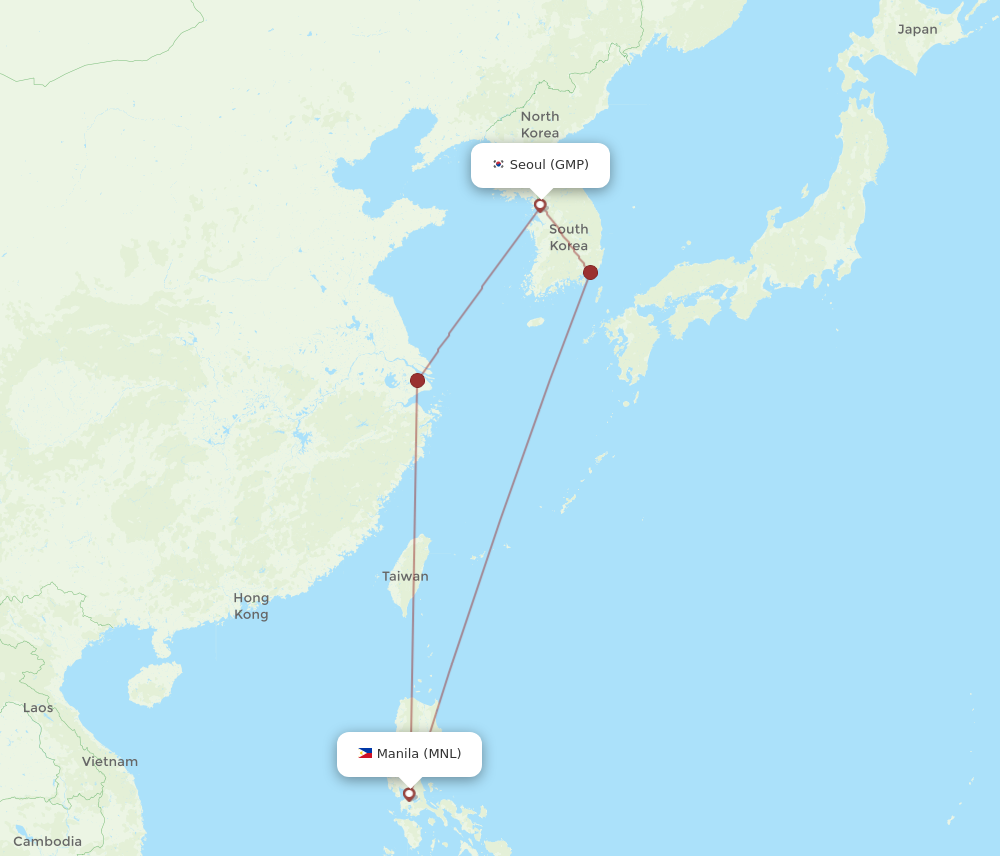 Flights from Manila to Seoul MNL to GMP Flight Routes