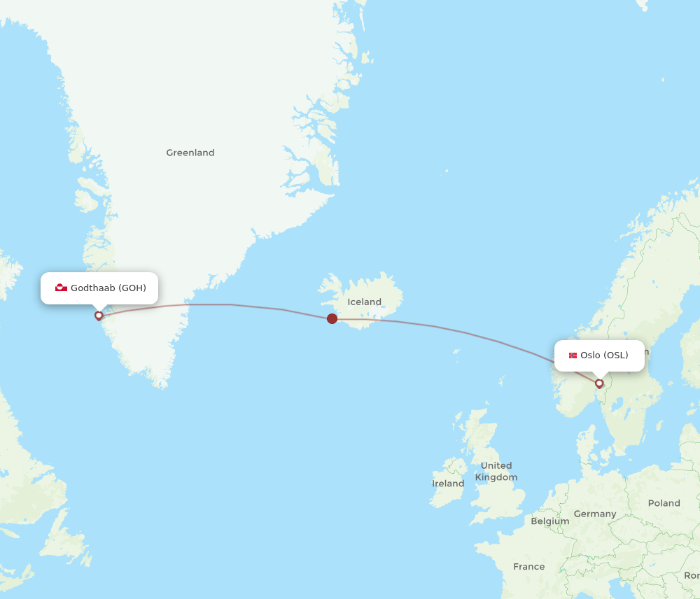 Flights from Nuuk to Oslo GOH to OSL Flight Routes