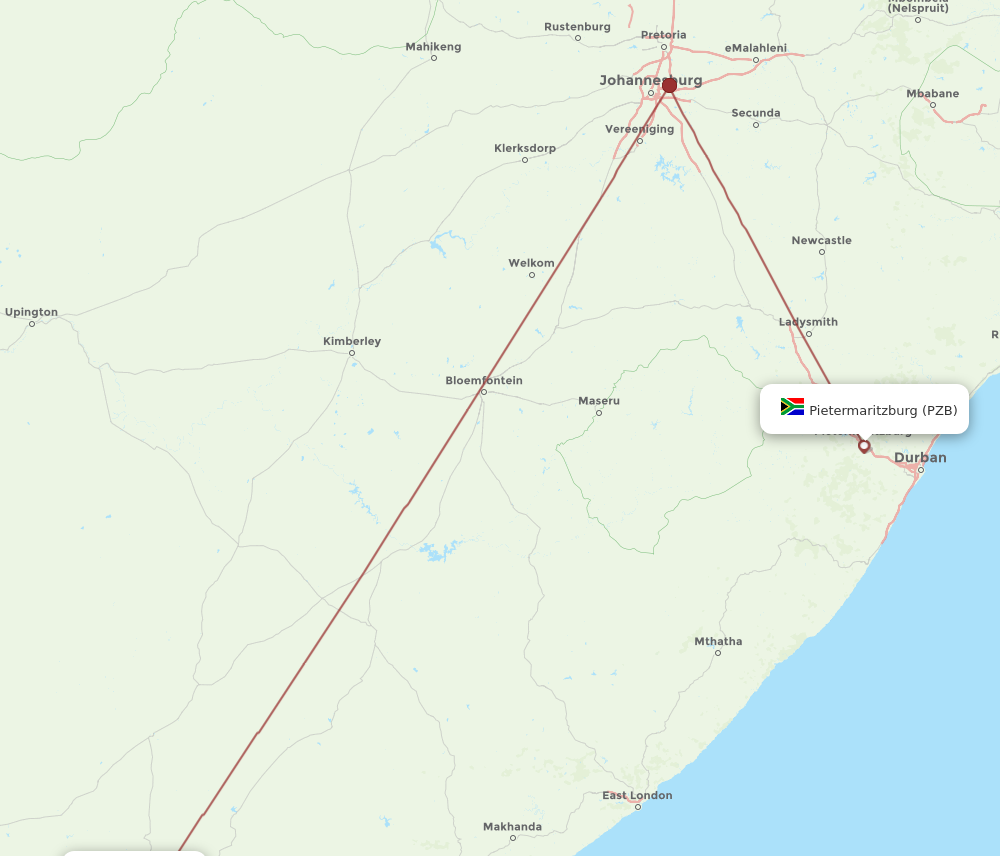 Flights from George to Pietermaritzburg, GRJ to PZB - Flight Routes