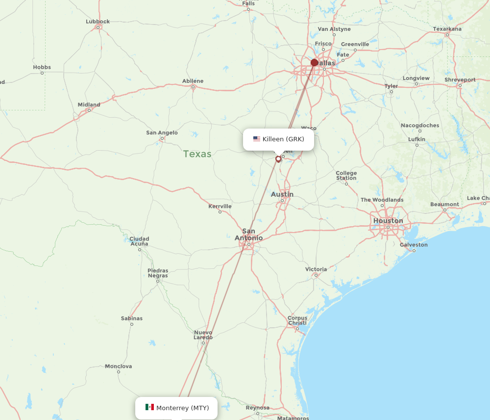 Flights from Killeen to Monterrey GRK to MTY Flight Routes