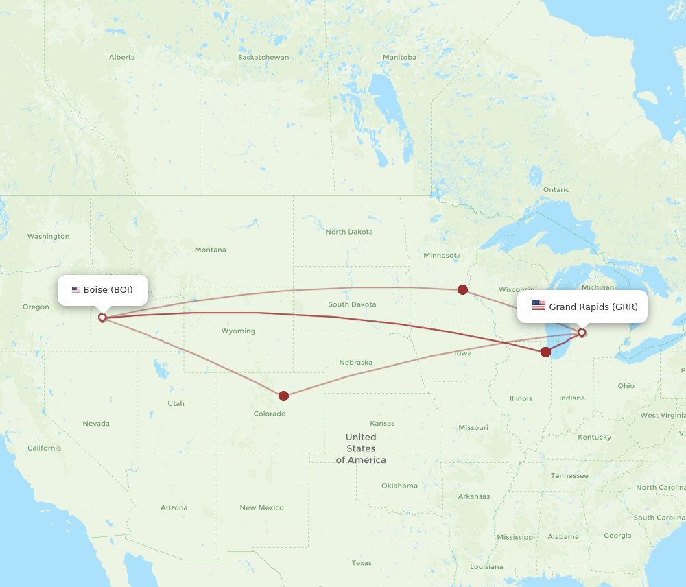 Flights from Grand Rapids to Boise, GRR to BOI - Flight Routes