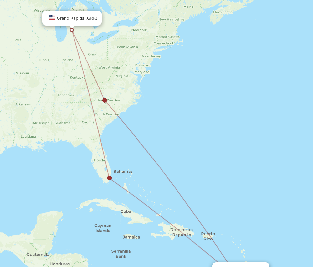 Flights from Grand Rapids to St. George s GRR to GND Flight Routes