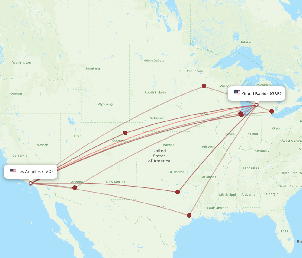 Flights from Grand Rapids to Los Angeles GRR to LAX Flight Routes