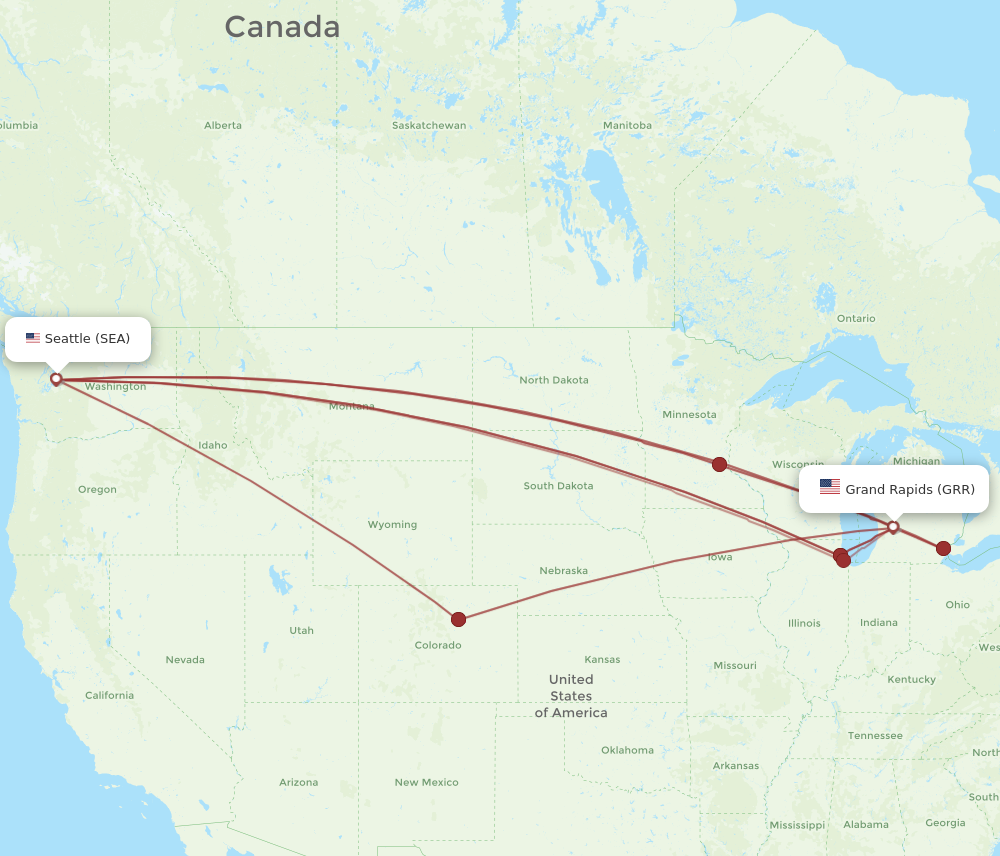 Flights from Grand Rapids to Seattle, GRR to SEA - Flight Routes