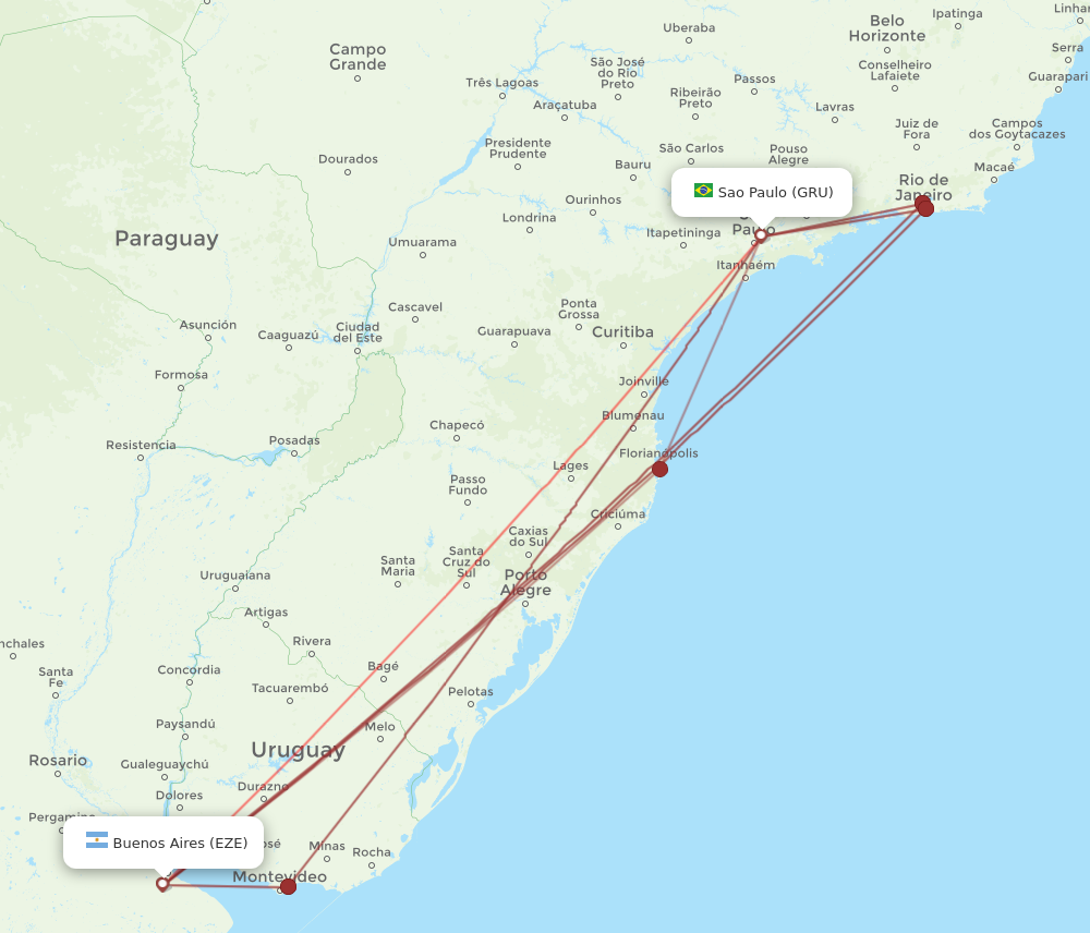 All Flight Routes From Sao Paulo To Buenos Aires Gru To Eze Flight Routes 6528