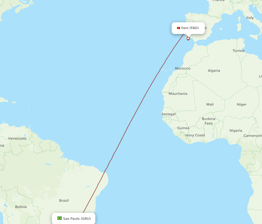 Flights from Sao Paulo to Faro GRU to FAO Flight Routes