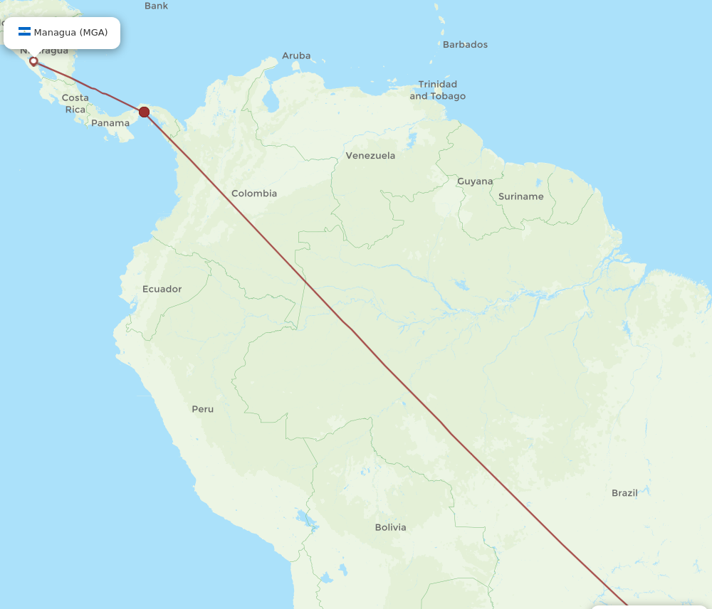 Flights from Sao Paulo to Managua GRU to MGA Flight Routes