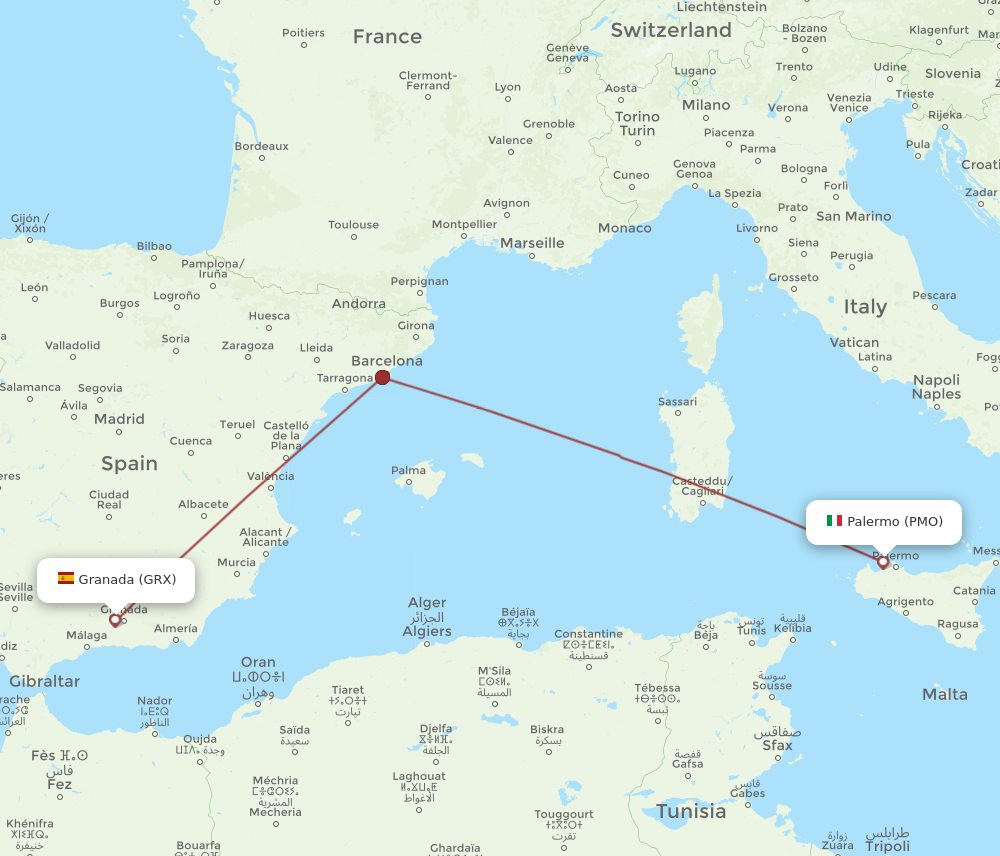 All Flight Routes From Granada To Palermo Grx To Pmo Flight Routes 0148