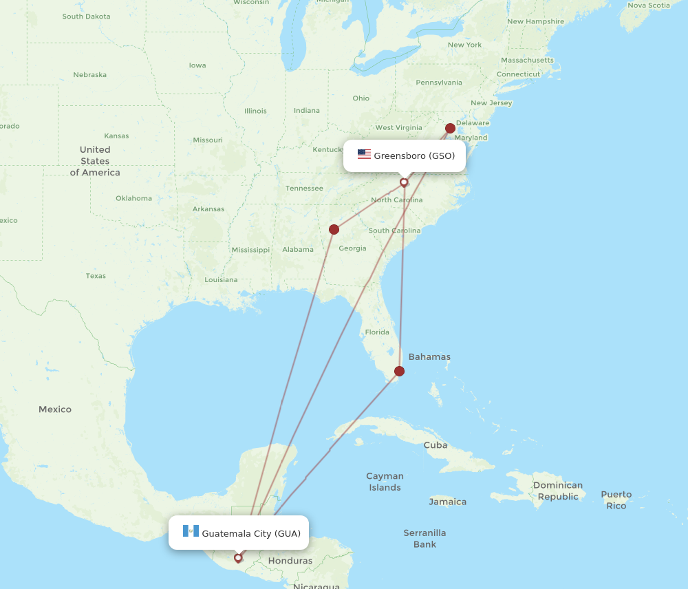 Flights from Greensboro High Point to Guatemala City GSO to GUA