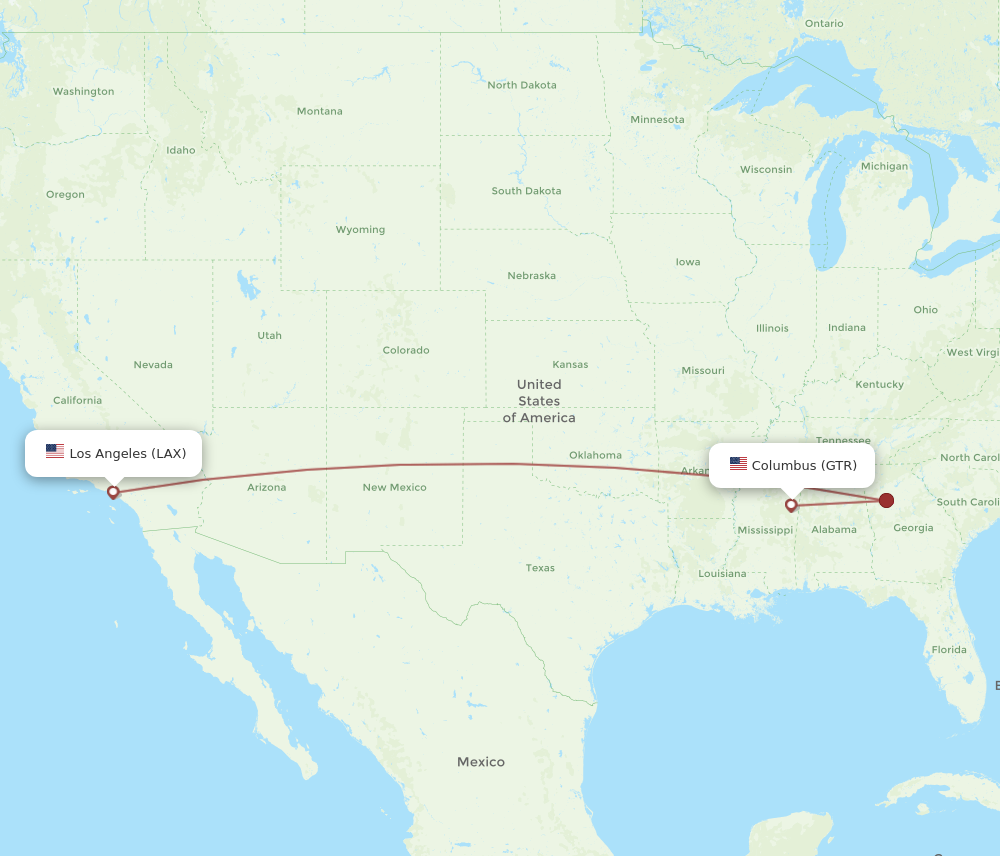 Flights from Columbus to Los Angeles GTR to LAX Flight Routes