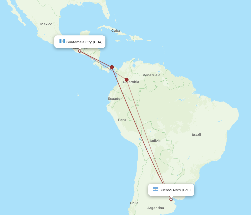 All Flight Routes From Guatemala City To Buenos Aires Gua To Eze Flight Routes 1853