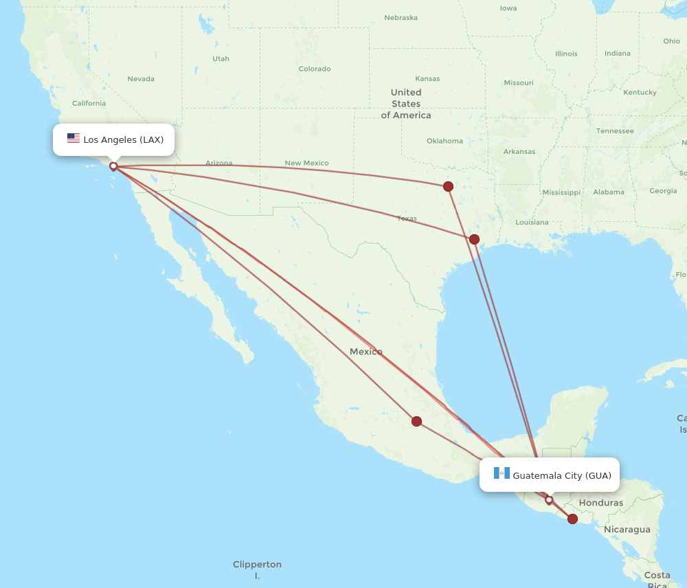 Flights from Guatemala City to Los Angeles GUA to LAX Flight Routes