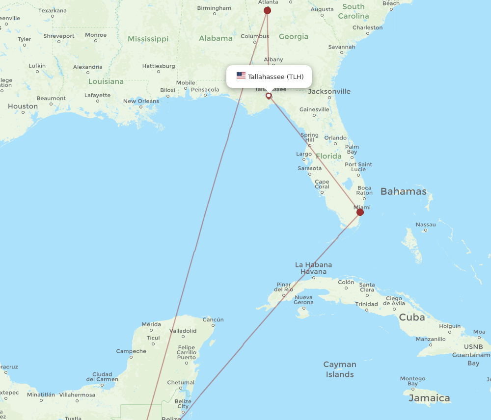 Flights from Guatemala City to Tallahassee GUA to TLH Flight Routes